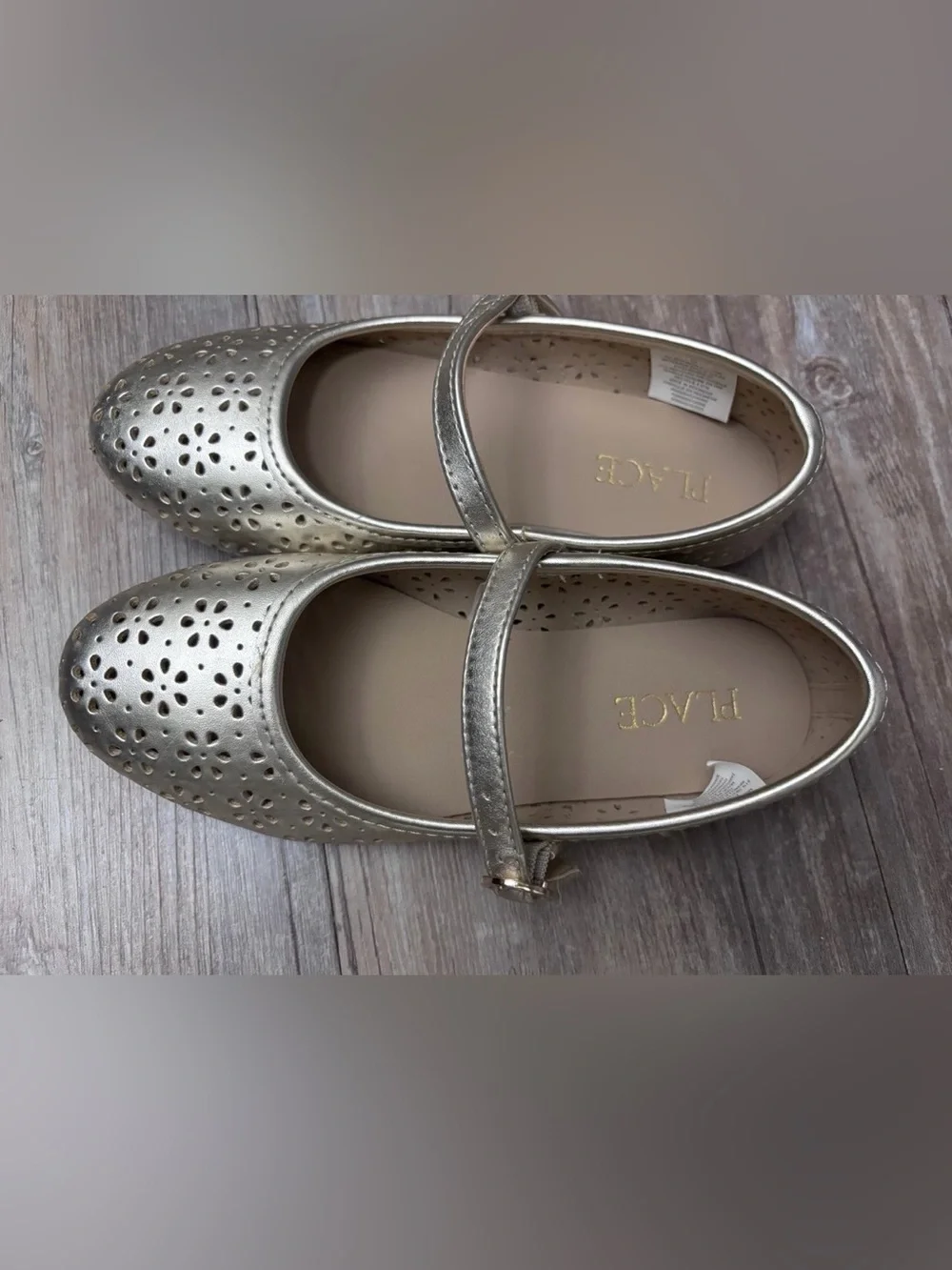Girls Metallic Perforated Ballet Flats